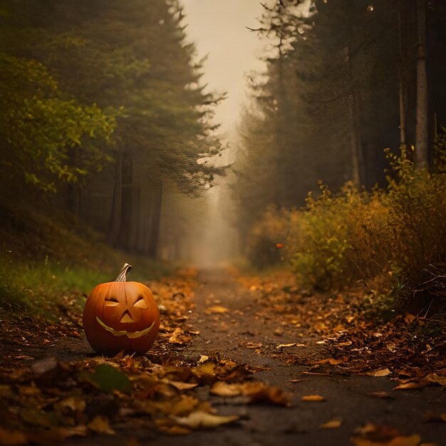 Citrouille d'Halloween avec château de chauves-souris