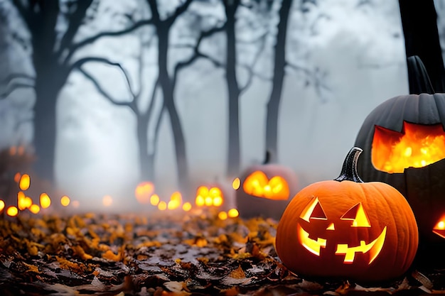 Citrouille d'Halloween avec château de chauves-souris