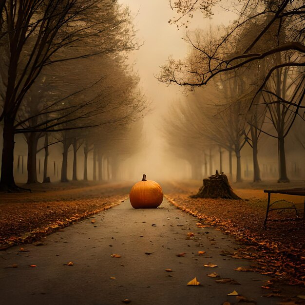 Photo citrouille d'halloween avec château de chauves-souris