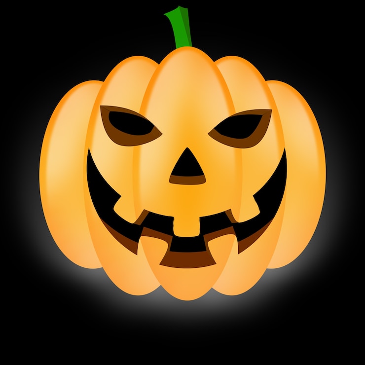Photo citrouille d'halloween drôle jack ofanlight sur fond noir