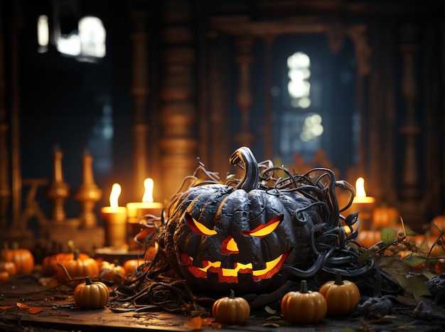 Citrouille d'halloween effrayant Bannière d'halloween heureux ou fond d'invitation à une fête