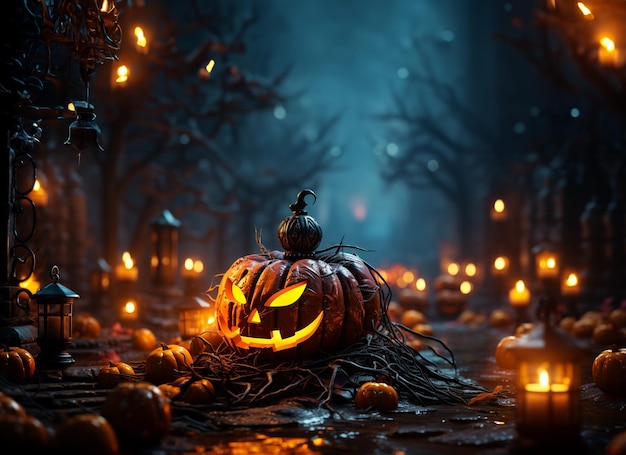 Citrouille d'halloween effrayant Bannière d'halloween heureux ou fond d'invitation à une fête
