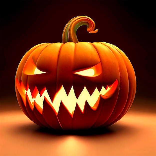 Photo une citrouille d'halloween effrayante en 3d