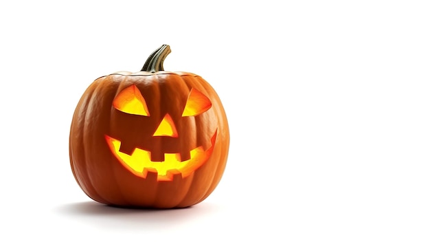 Citrouille d'Halloween isolé sur fond blanc Tête rougeoyante Jack o lantern avec des visages maléfiques effrayants