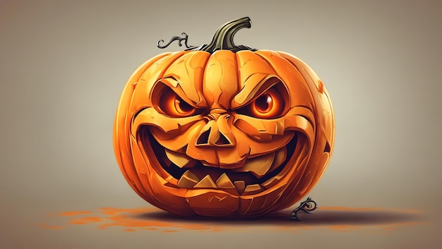 Photo une citrouille d'halloween joyeuse avec un sourire denté et une illustration de visage de jackolantern brillant