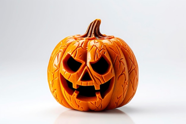 Citrouille d'Halloween souriante lanterne jack avec bougies isolées sur fond blanc Hallows veille décoration drôle citrouille rougeoyante générée AI