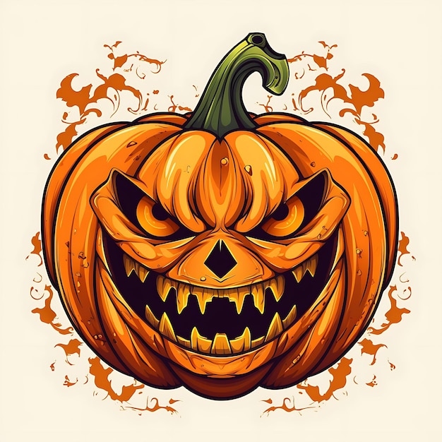 Citrouille d'Halloween avec visage heureux sur fond blanc Illustration de dessin animé vectoriel