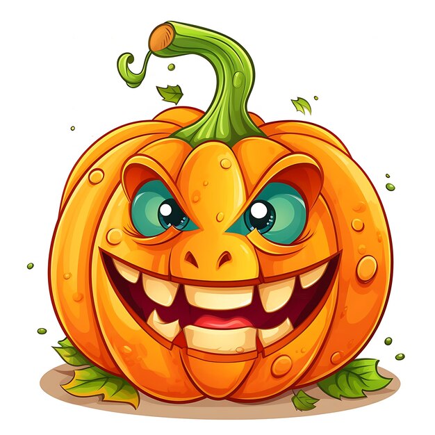 Citrouille d'Halloween avec visage heureux sur fond blanc Illustration de dessin animé vectoriel