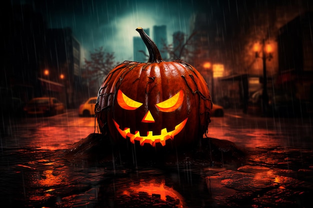 Citrouille de Jack Atmosphère d'automne d'Halloween générée par l'IA