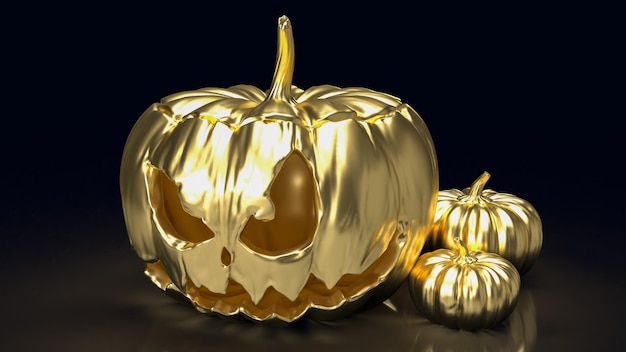 La citrouille jack o lantern or pour le rendu 3d du contenu d'halloween