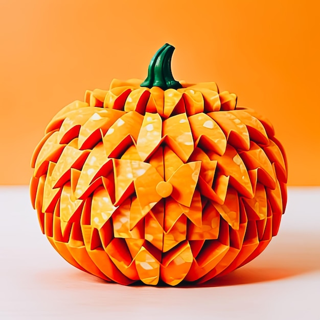 Une citrouille orange faite d'origami en papier