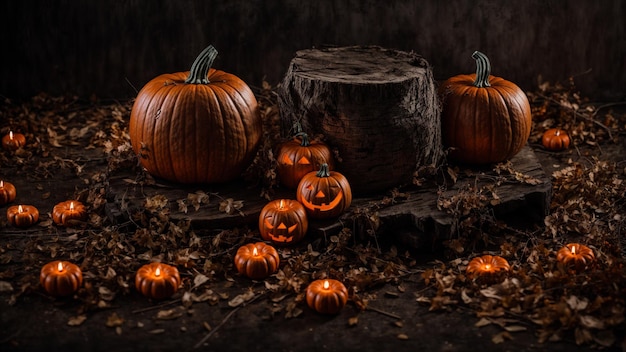 citrouille sur le thème de la nuit au sol fond d'Halloween