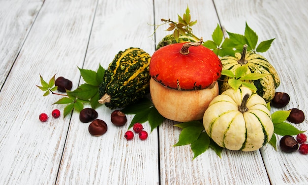 Citrouilles aux feuilles d&#39;automne