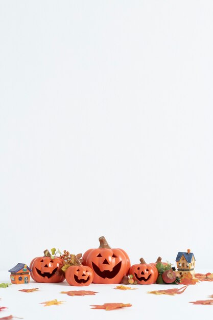 Citrouilles décoratives pour halloween sur fond blanc