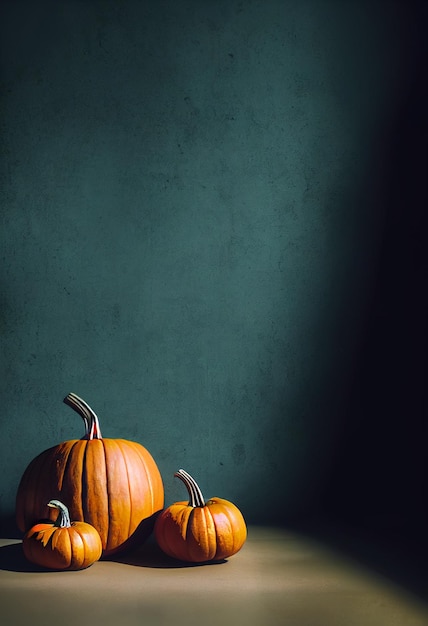 Citrouilles d'Halloween allongées sur un sol de couleur claire citrouilles pour un Halloween