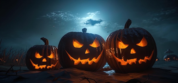 Citrouilles d'Halloween au clair de lune