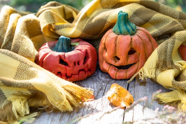 Citrouilles d'Halloween dans un foulard