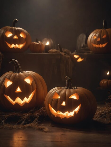 Photo des citrouilles d'halloween effrayantes