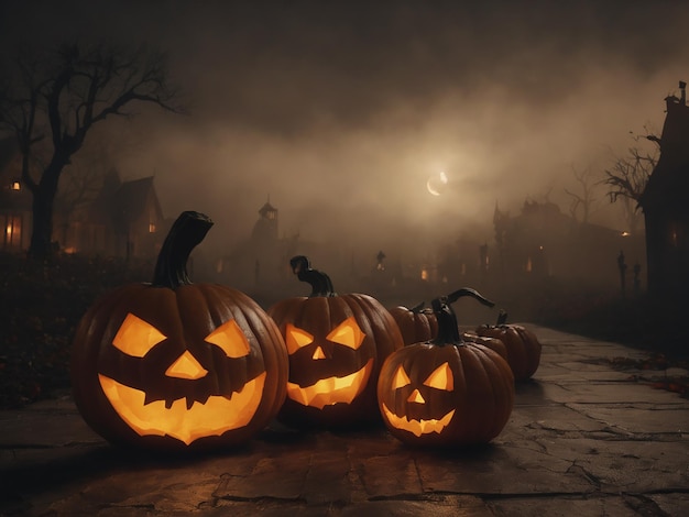 Des citrouilles d'Halloween effrayantes