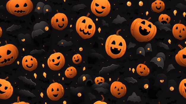 Photo des citrouilles d'halloween sur un fond noir