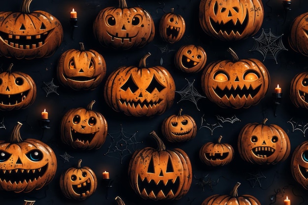 Citrouilles d'Halloween sur fond noir