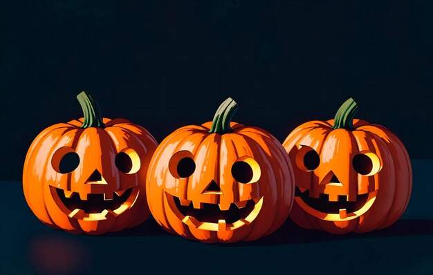 Citrouilles d'Halloween sur fond sombre