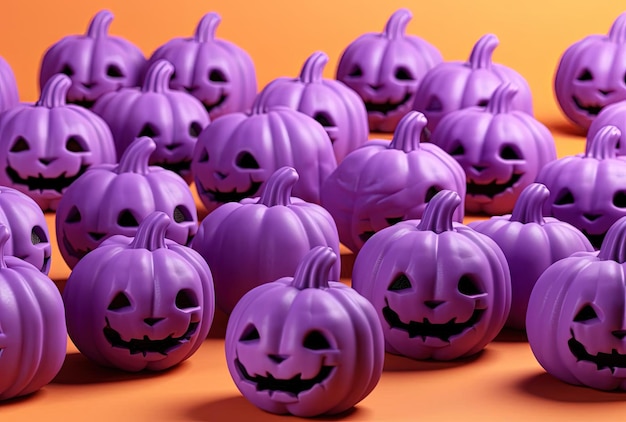 des citrouilles d'Halloween sur un fond violet