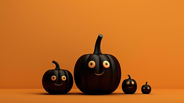 Citrouilles d'Halloween noires sur fond orange