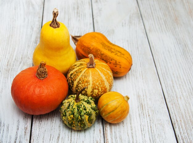 Des citrouilles sur la table