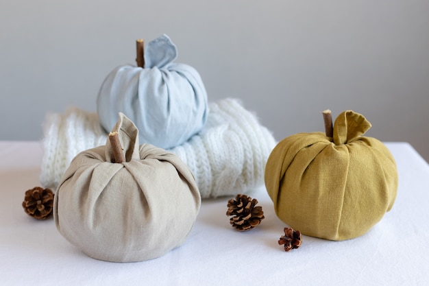 citrouilles en tissu pour les décorations d'automne zéro déchet Thanksgiving Halloween