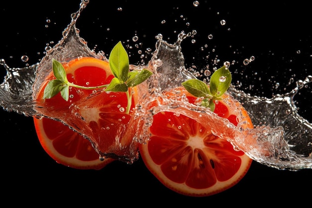 Citrus Bliss Tomate Splash Le jus de tomate est une photo de santé.