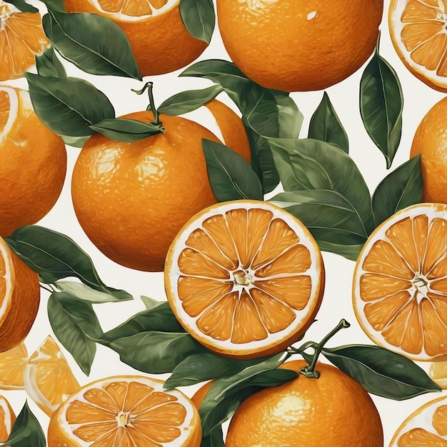 Citrus frais sans couture motif délicat fruits mûrs de mandarines motif de lumière du soleil d'été à la mode