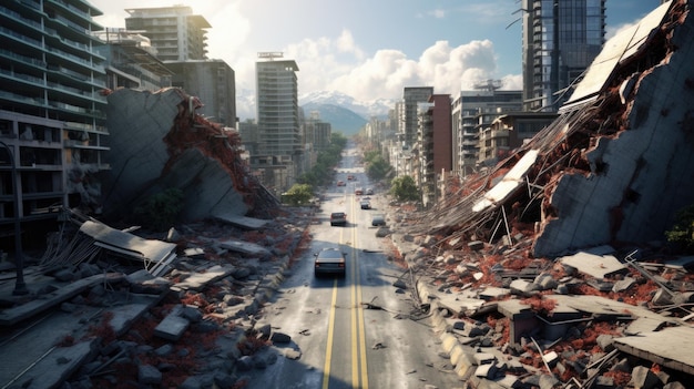 City Shaken un tremblement de terre qui se passe dans une ville