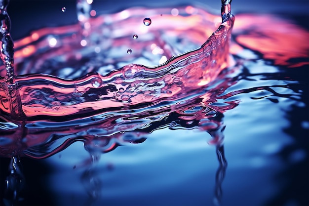 Éclaboussure d'eau avec fond de néons couleur sombre