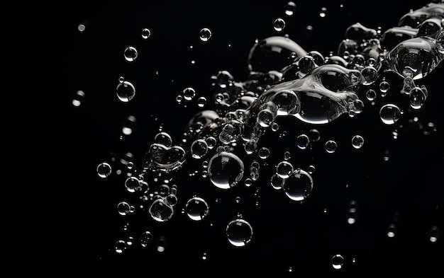 Éclaboussure d'eau Gouttes d'eau sur fond noir