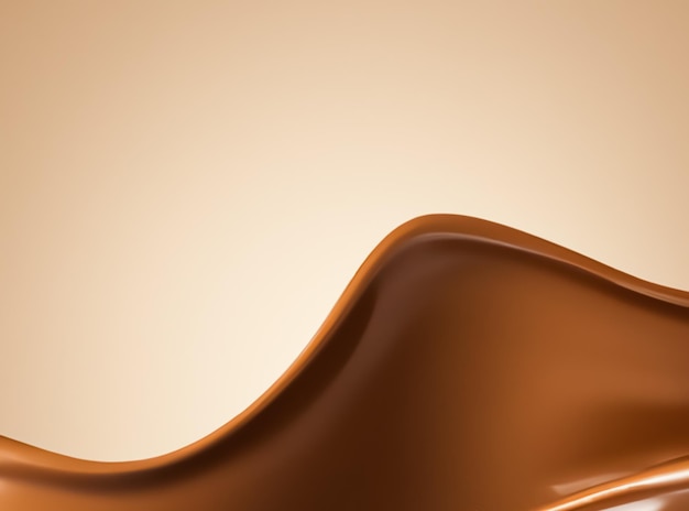 Éclaboussure de lait au chocolat sur fond beige texture chocolat fondu liquide Ai générative