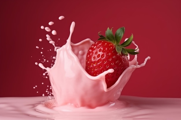 Éclaboussure de lait aux fraises Generate Ai