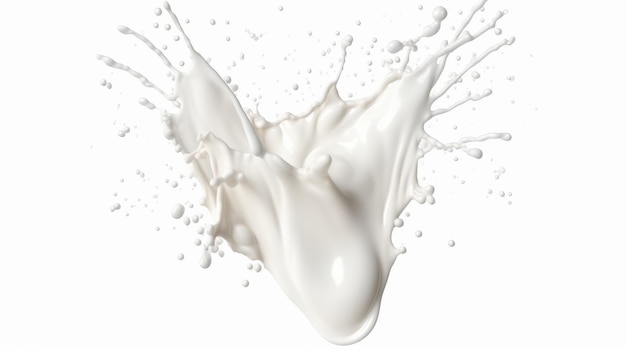 Éclaboussure de lait blanc isolé sur fond blanc Éclaboussure de liquide blanc