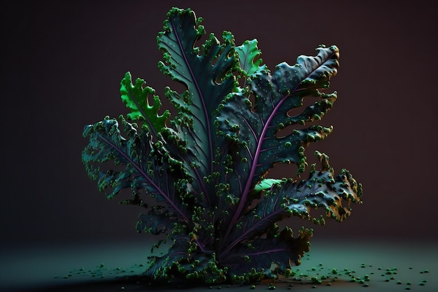 Éclaboussure de légumes chou frisé isolé sur fond noir