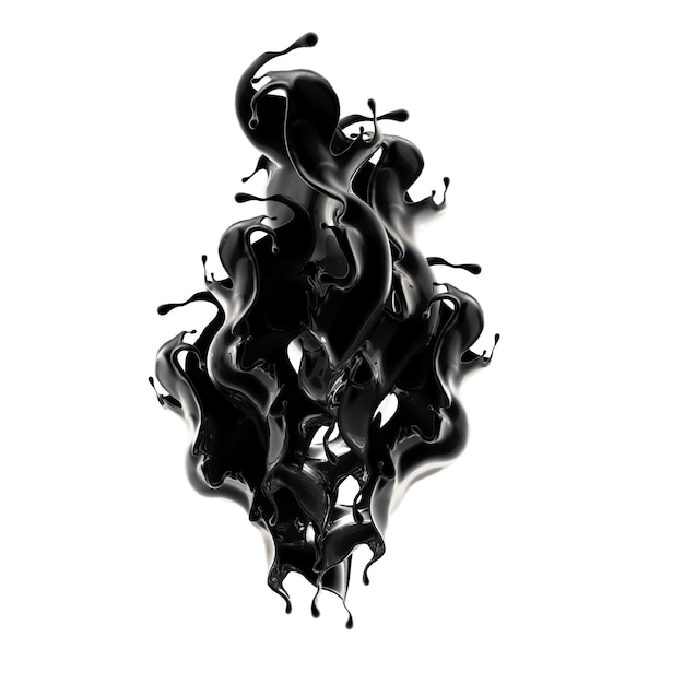 Éclaboussure de liquide noir. Illustration 3d