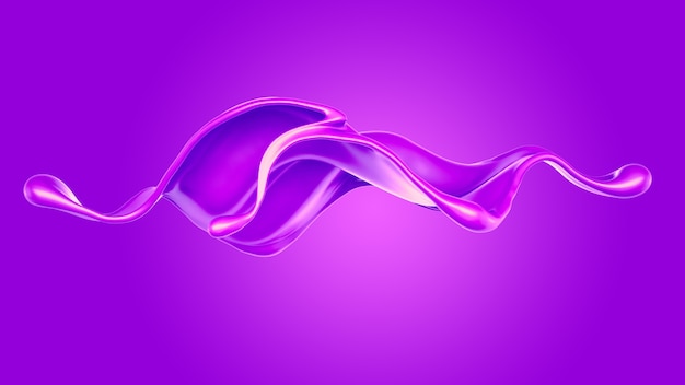 Éclaboussure de liquide violet épais. Illustration 3D, rendu 3D.