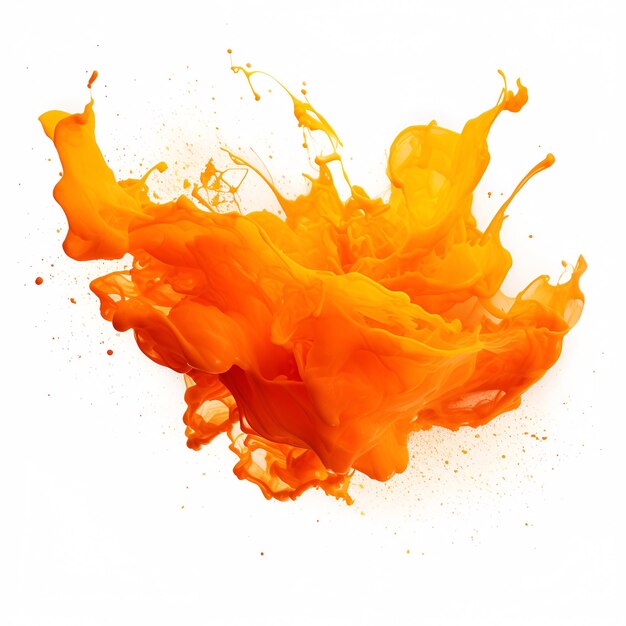 Éclaboussure de peinture holi orange sur blanc