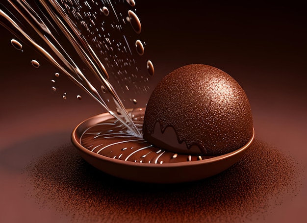 Éclaboussures de chocolat abstrait rendu 3d