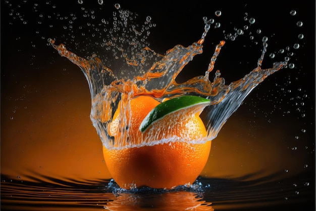 Éclaboussures d'eau orange Fabriqué par AIIntelligence artificielle