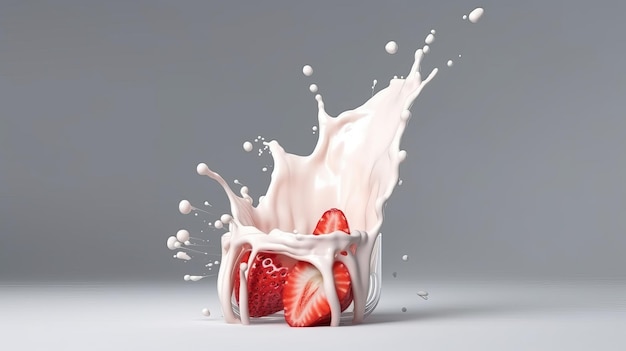 Éclaboussures de lait sur l'IA générative de fraise