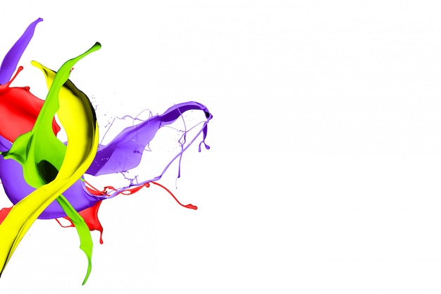 Éclaboussures de peinture colorées isolées sur fond blanc