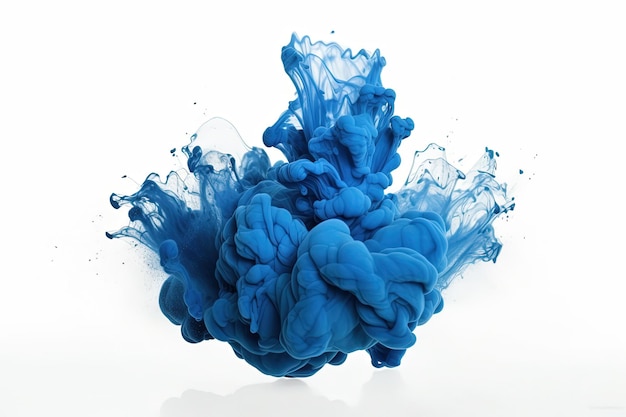 Éclaboussures de peinture de couleur bleu azur isolées sur fond blanc IA générative