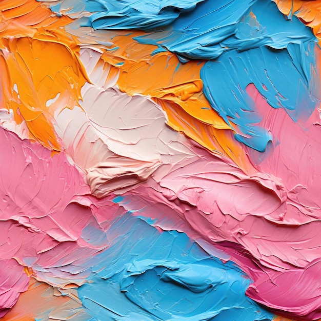 Éclaboussures de peinture vibrantes en bleu rose et orange sur un fond texturé carrelé