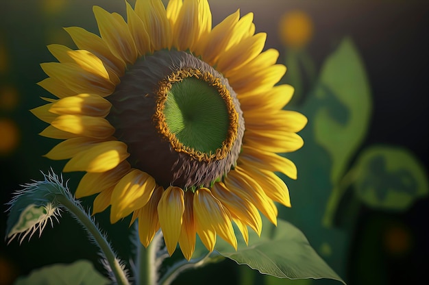 Éclair extérieur ensoleillé cinématographique de tournesol