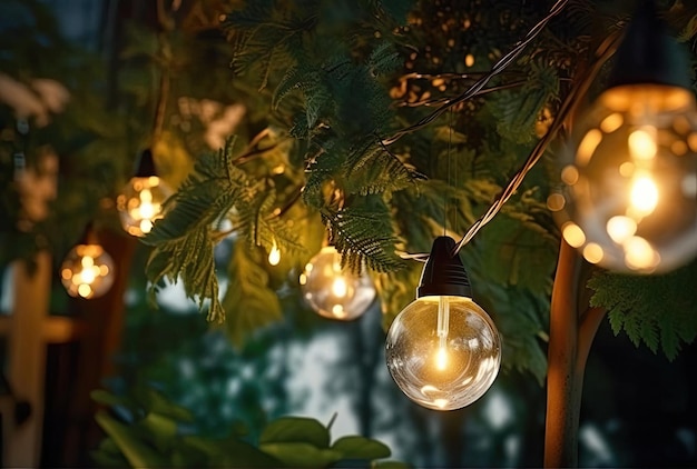 Éclairage d'arrière-cour le soir lanternes électriques de jardin avec diffuseur rond